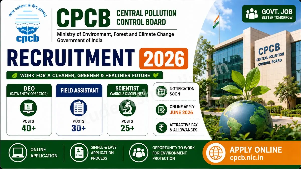 CPCB DEO, Field Assistant, Scientist Recruitment 2026: केंद्रीय प्रदूषण नियंत्रण बोर्ड में 51 पदों पर सीधी भर्ती, आवेदन प्रक्रिया शुरू