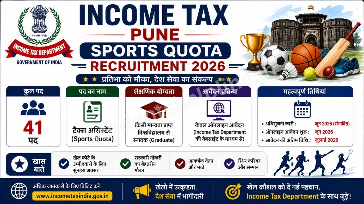 Income Tax Pune Sports Quota Recruitment 2026: आयकर विभाग पुणे में खेल कोटे के तहत 85 पदों पर भर्ती का नोटिफिकेशन जारी, देखें संपूर्ण विवरण